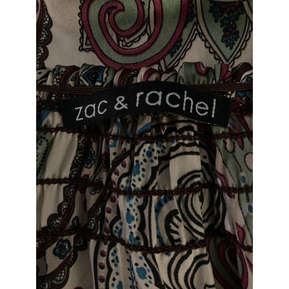 Zac & Rachel Top Womens XL‎ Beige Paisley 3/4 Sleeve Polyester Boho Artsy Flowy - Picture 5 of 7